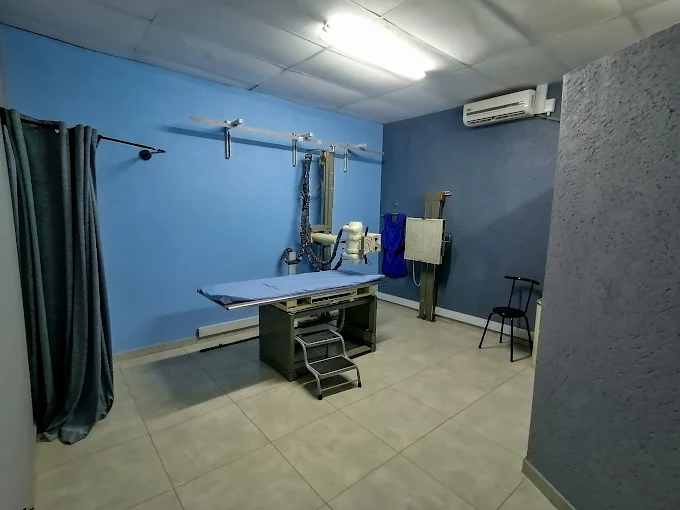 X-ray examination room with digital radiography equipment at DK Baloyi Radiology in Giyani